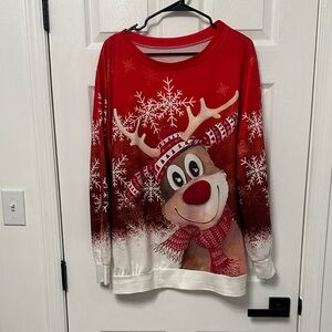 Red Reindeer Snowflake Sweater
